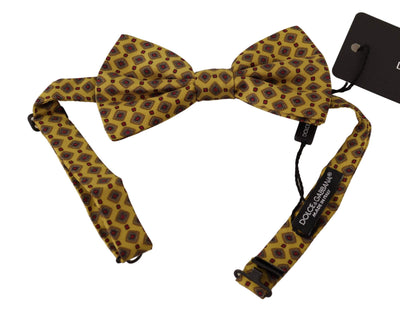 Dolce & Gabbana Yellow Patterned Silk Adjustable Neck Papillon Bow Tie #men, Dolce & Gabbana, feed-agegroup-adult, feed-color-Yellow, feed-gender-male, Ties & Bowties - Men - Accessories, Yellow at SEYMAYKA