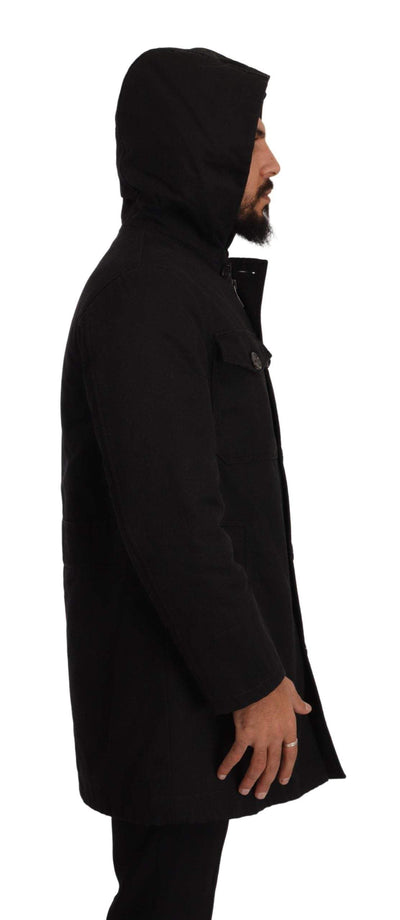 Dolce & Gabbana Black Denim Hooded Parka Coat Winter Jacket #men, Black, Dolce & Gabbana, feed-1, IT46 | S, Jackets - Men - Clothing at SEYMAYKA