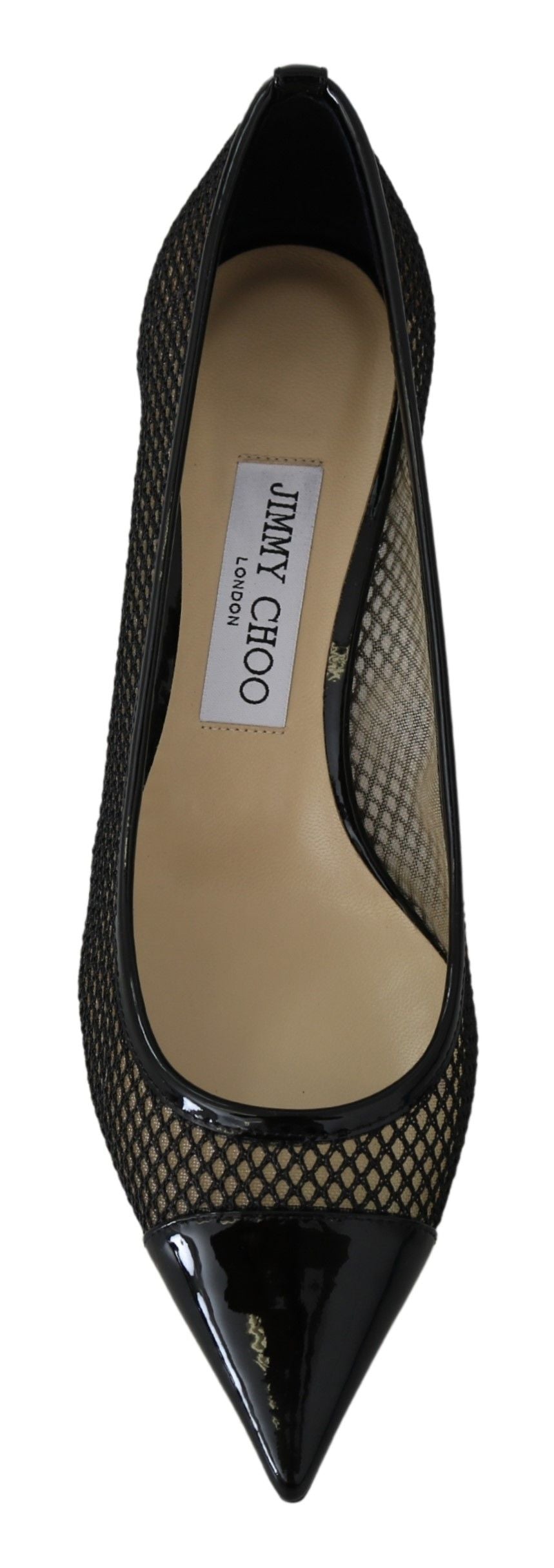 Jimmy Choo Black Mesh and Leather Amika 50 Pumps Shoes