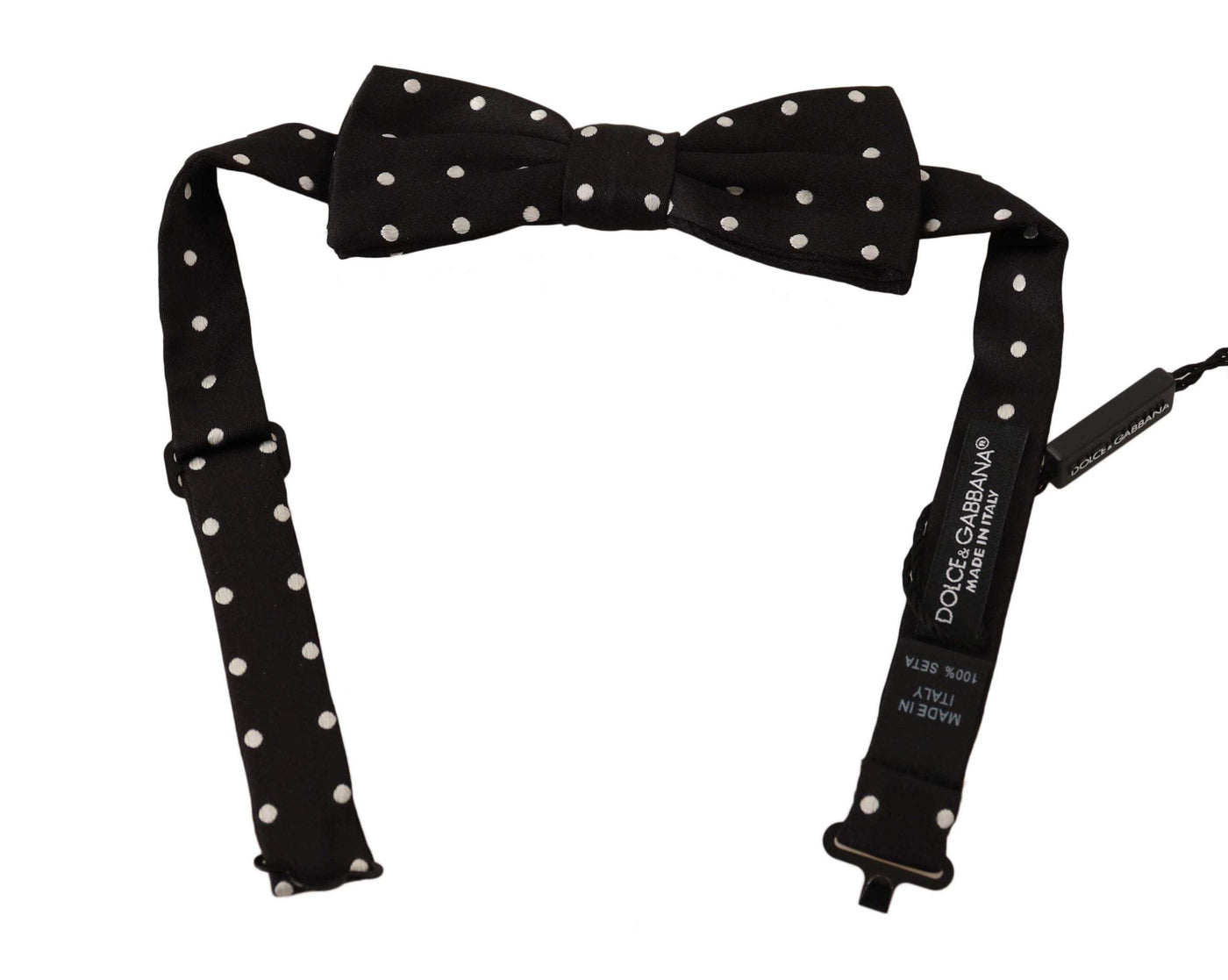 Dolce & Gabbana Black White Polka Dot Silk Adjustable Neck Papillon Bow Tie #men, Black, Dolce & Gabbana, feed-agegroup-adult, feed-color-Black, feed-gender-male, Ties & Bowties - Men - Accessories at SEYMAYKA