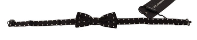Dolce & Gabbana Black White Polka Dot Silk Adjustable Neck Papillon Bow Tie #men, Black, Dolce & Gabbana, feed-agegroup-adult, feed-color-Black, feed-gender-male, Ties & Bowties - Men - Accessories at SEYMAYKA