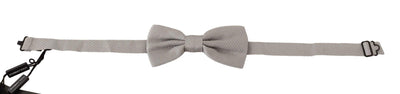 Dolce & Gabbana Silver Gray 100% Silk Adjustable Neck Papillon Bow Tie #men, Dolce & Gabbana, feed-agegroup-adult, feed-color-Gray, feed-gender-male, Gray, Ties & Bowties - Men - Accessories at SEYMAYKA