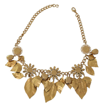 Dolce & Gabbana  Green Leaves Gold Brass Crystal Flower Pendant Necklace #women, Accessories - New Arrivals, Brand_Dolce & Gabbana, Catch, Dolce & Gabbana, feed-agegroup-adult, feed-color-gold, feed-gender-female, feed-size-OS, Gender_Women, Gold, Kogan, Necklaces - Women - Jewelry at SEYMAYKA