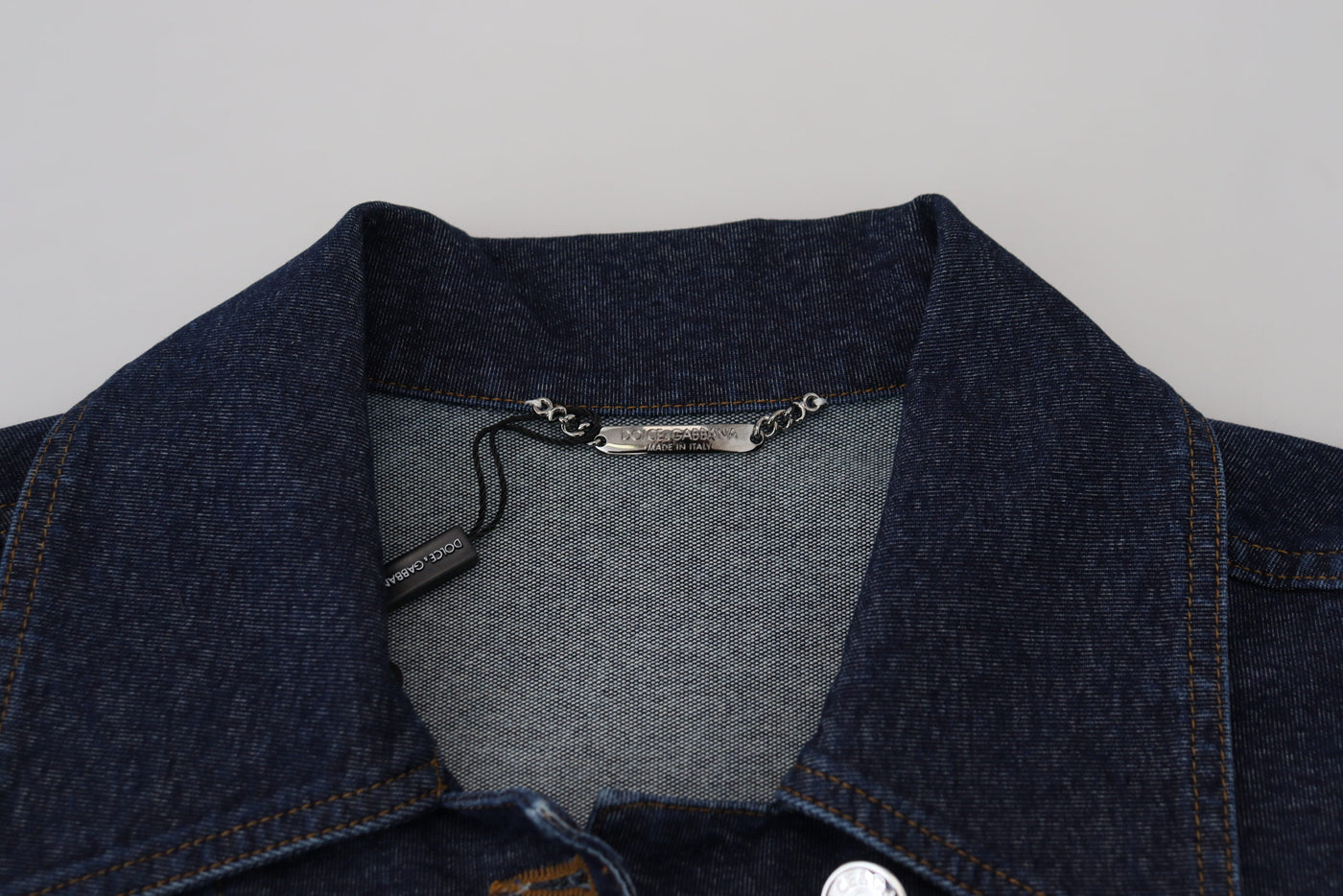 Dolce & Gabbana Blue Button Down Denim Collared Cotton Jacket