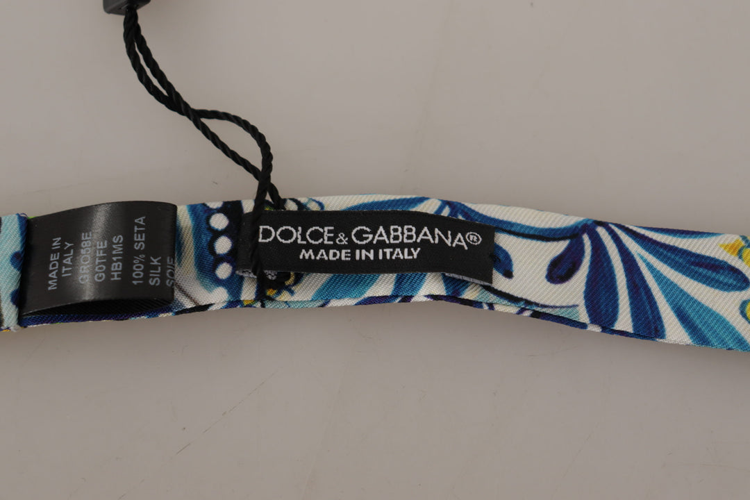Dolce & Gabbana Multicolor Majolica Print Adjustable Papillon Bow Tie