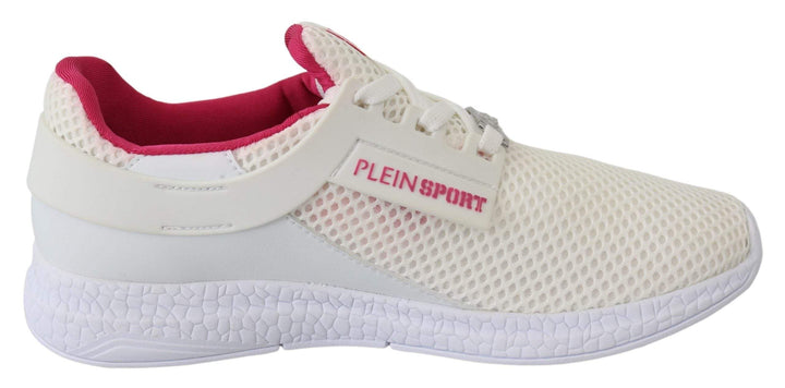 Plein Sport White Polyester Runner Becky Sneakers EU36/US6, EU37/US7, EU38/US8, EU39/US9, feed-1, Plein Sport, Shoes - New Arrivals, Sneakers - Women - Shoes, White at SEYMAYKA