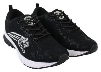 Plein Sport Black Polyester Runner Umi Sneakers Black, EU36/US6, feed-1, Plein Sport, Shoes - New Arrivals, Sneakers - Women - Shoes at SEYMAYKA