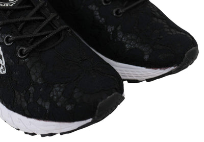 Plein Sport Black Polyester Runner Umi Sneakers Black, EU36/US6, feed-1, Plein Sport, Shoes - New Arrivals, Sneakers - Women - Shoes at SEYMAYKA