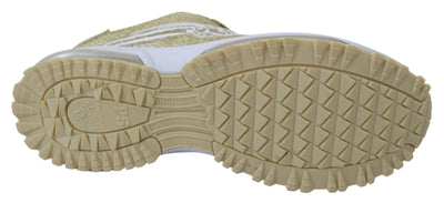 Plein Sport Gold Polyester Gretel Sneakers EU36/US6, EU40/US10, feed-1, Gold, Plein Sport, Shoes - New Arrivals, Sneakers - Women - Shoes at SEYMAYKA