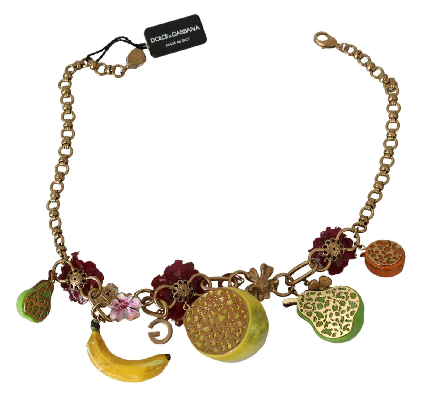 Dolce & Gabbana  FRUIT Pendants Flowers Crystal DG Logo Gold Brass Necklace #women, Accessories - New Arrivals, Brand_Dolce & Gabbana, Catch, Dolce & Gabbana, feed-agegroup-adult, feed-color-green, feed-gender-female, feed-size-OS, Gender_Women, Green, Kogan, Necklaces - Women - Jewelry at SEYMAYKA