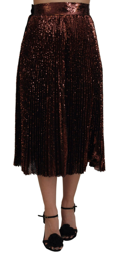Bronze Sequined High Waist A-line Maxi Skirt