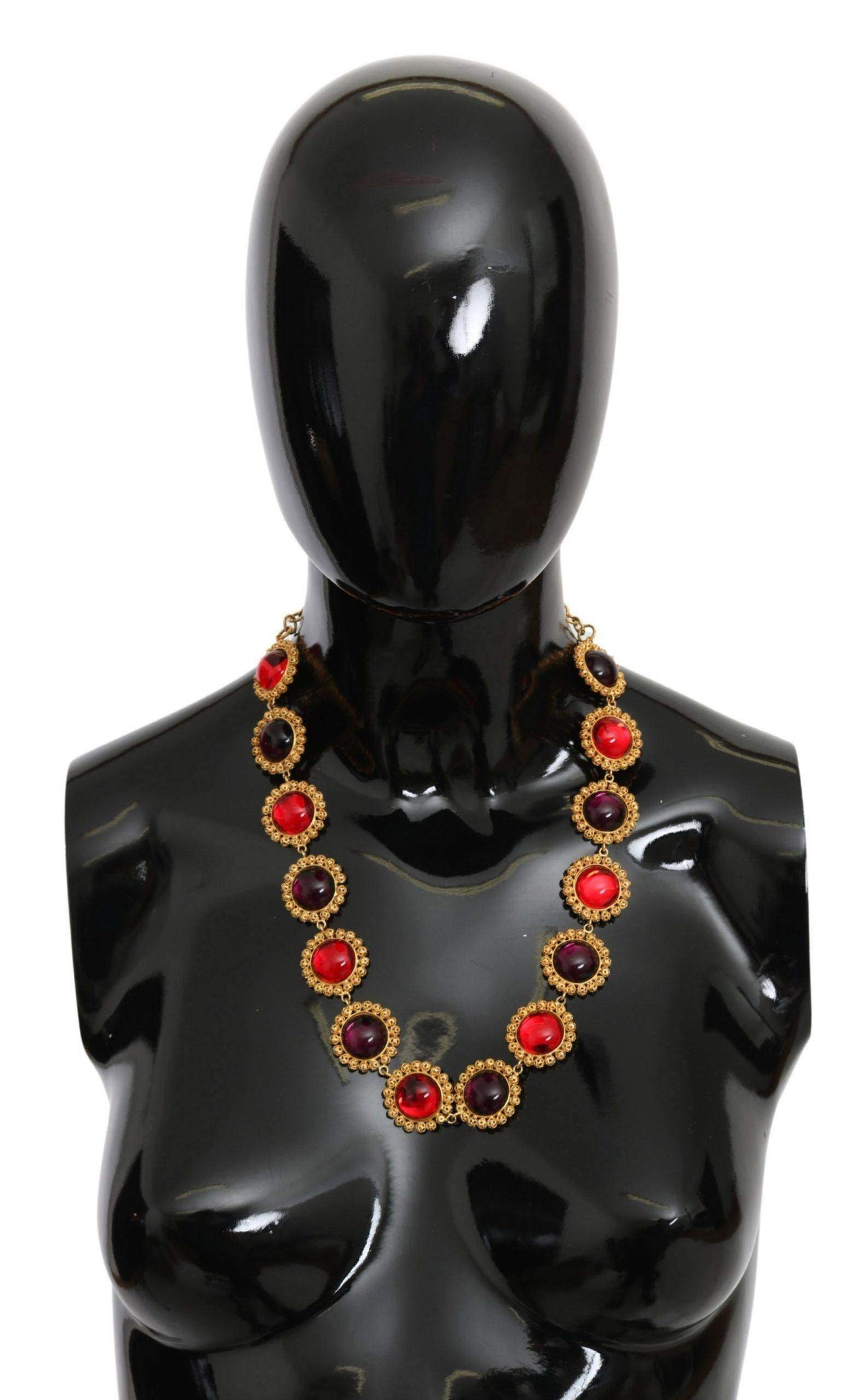 Dolce & Gabbana  Red Purple Crystal Floral Chain Statement Gold Brass Necklace #women, Accessories - New Arrivals, Brand_Dolce & Gabbana, Catch, Dolce & Gabbana, feed-agegroup-adult, feed-color-red, feed-gender-female, feed-size-OS, Gender_Women, Kogan, Necklaces - Women - Jewelry, Red at SEYMAYKA