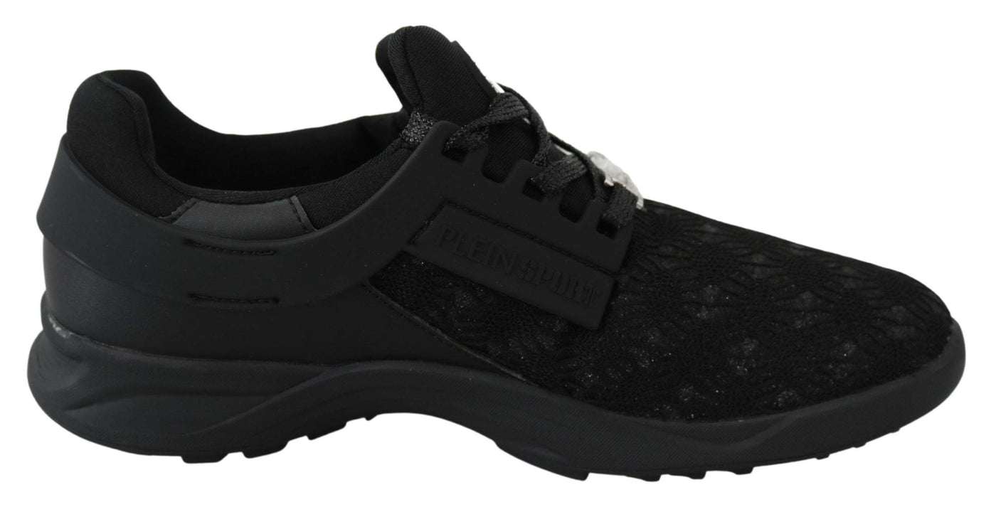 Plein Sport Black Polyester Runner Beth Sneakers Black, EU36/US6, EU37/US7, EU38/US8, feed-1, Plein Sport, Shoes - New Arrivals, Sneakers - Women - Shoes at SEYMAYKA