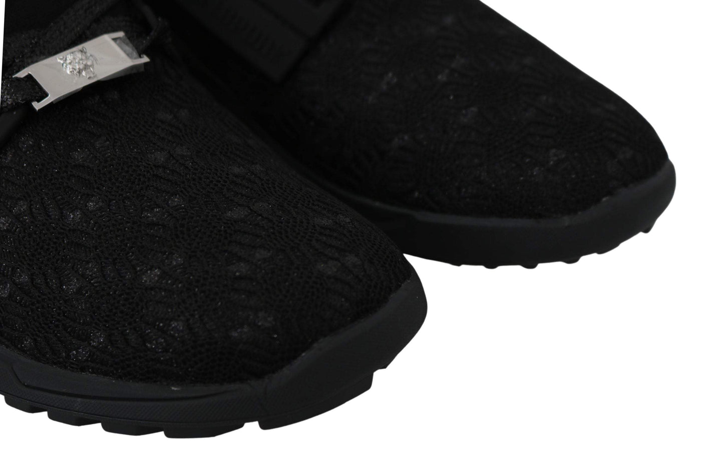 Plein Sport Black Polyester Runner Beth Sneakers Black, EU36/US6, EU37/US7, EU38/US8, feed-1, Plein Sport, Shoes - New Arrivals, Sneakers - Women - Shoes at SEYMAYKA