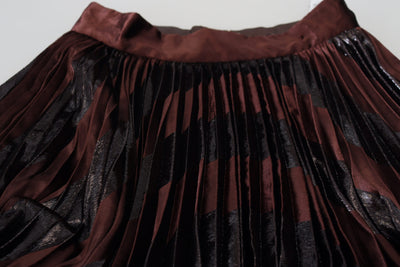 Brown Polyester High Waist A-line Maxi Skirt