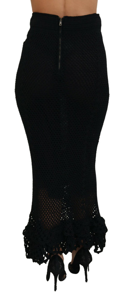 Black Knitted Cotton High Waist Mermaid Skirt