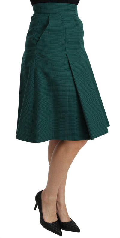 Dolce & Gabbana  Green Pleated A-line High Waist Cotton  Skirt #women, Brand_Dolce & Gabbana, Catch, Dolce & Gabbana, feed-agegroup-adult, feed-color-green, feed-gender-female, feed-size-IT40|S, Gender_Women, Green, IT40|S, Kogan, Skirts - Women - Clothing, Women - New Arrivals at SEYMAYKA