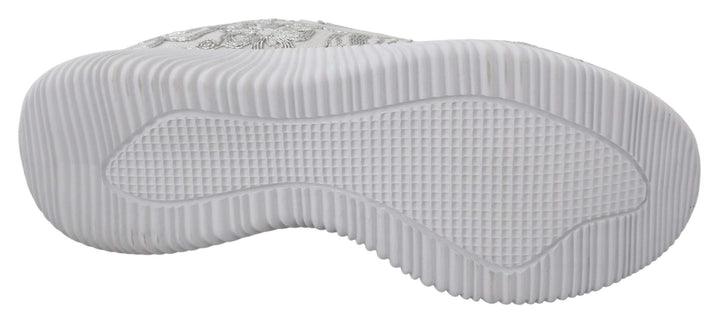 Plein Sport Silver Polyester Runner Joice Sneakers EU36/US6, EU37/US7, EU38/US8, EU39/US9, EU40/US10, feed-1, Plein Sport, Shoes - New Arrivals, Silver, Sneakers - Women - Shoes at SEYMAYKA