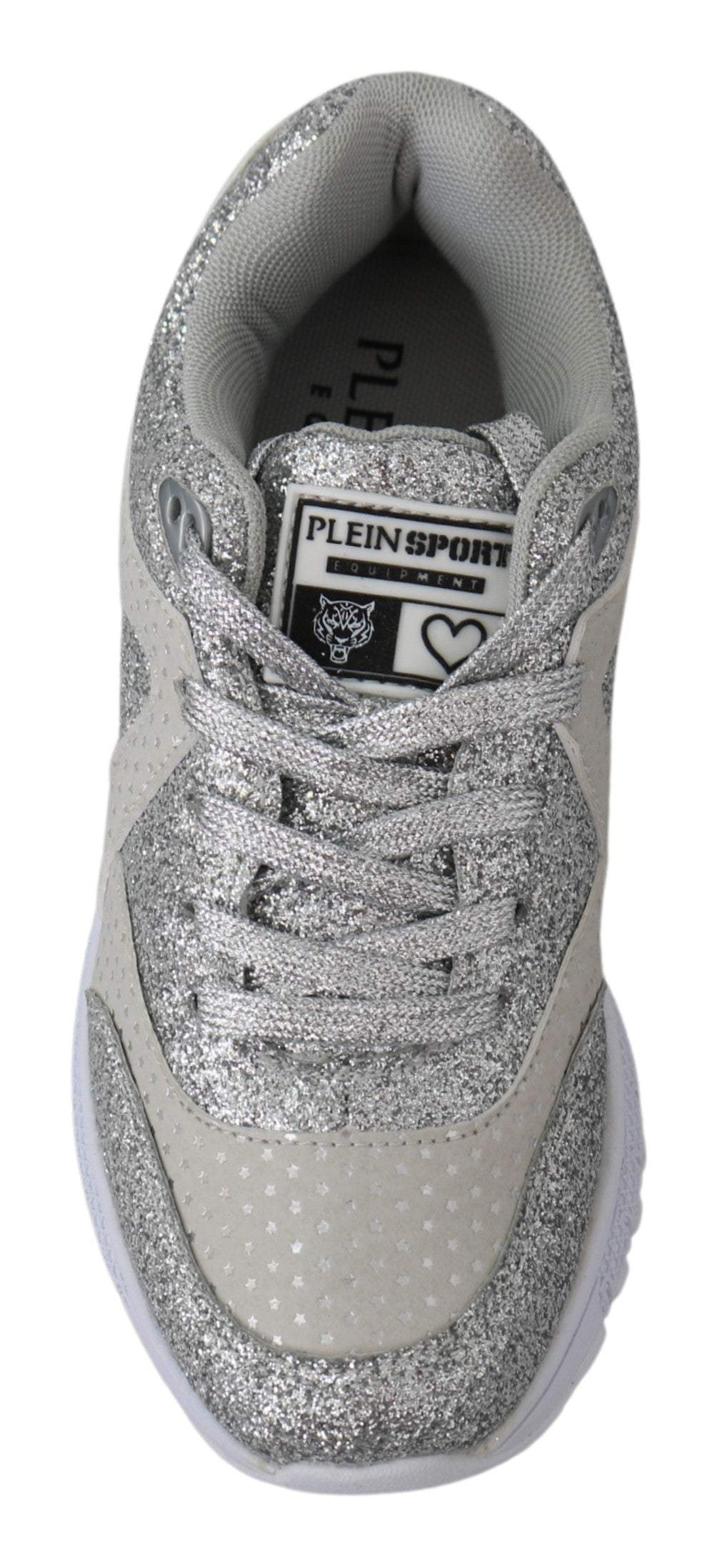 Plein Sport Silver Polyester Runner Jasmines Sneakers EU36/US6, EU37/US7, feed-1, Plein Sport, Shoes - New Arrivals, Silver, Sneakers - Women - Shoes at SEYMAYKA