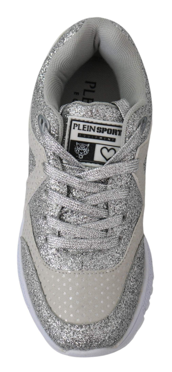 Plein Sport Silver Polyester Runner Jasmines Sneakers EU36/US6, EU37/US7, feed-1, Plein Sport, Shoes - New Arrivals, Silver, Sneakers - Women - Shoes at SEYMAYKA