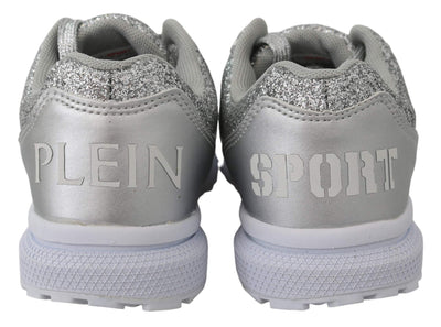 Plein Sport Silver Polyester Runner Jasmines Sneakers EU36/US6, EU37/US7, feed-1, Plein Sport, Shoes - New Arrivals, Silver, Sneakers - Women - Shoes at SEYMAYKA