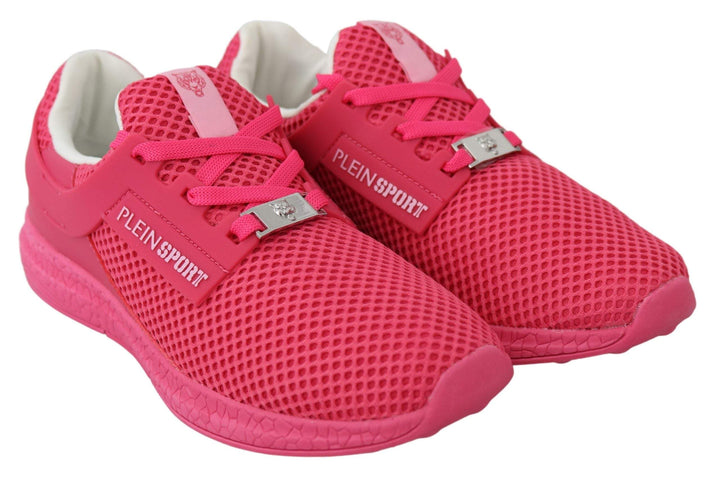 Plein Sport Fuxia Beetroot Polyester Runner Becky Sneakers EU36/US6, EU37/US7, EU38/US8, EU39/US9, feed-1, Pink, Plein Sport, Shoes - New Arrivals, Sneakers - Women - Shoes at SEYMAYKA