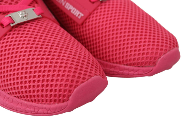 Plein Sport Fuxia Beetroot Polyester Runner Becky Sneakers EU36/US6, EU37/US7, EU38/US8, EU39/US9, feed-1, Pink, Plein Sport, Shoes - New Arrivals, Sneakers - Women - Shoes at SEYMAYKA