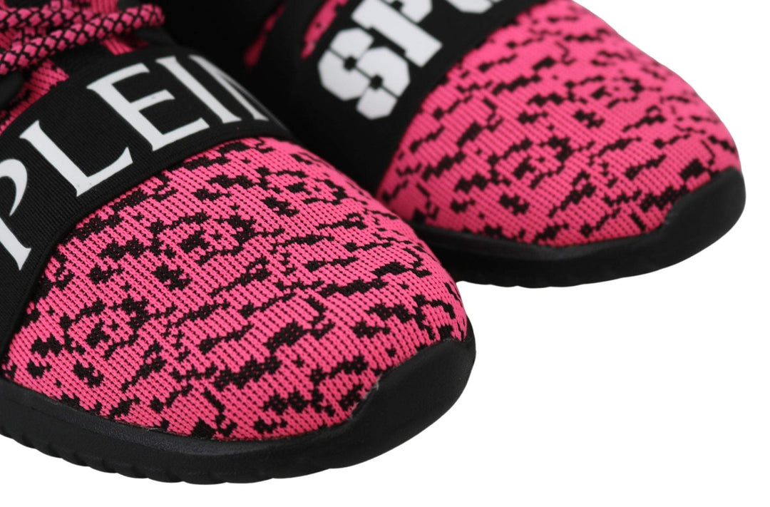 Plein Sport Pink Blush Polyester Runner Joice Sneakers Black, EU36/US6, EU37/US7, EU38/US8, EU39/US9, feed-1, Plein Sport, Shoes - New Arrivals, Sneakers - Women - Shoes at SEYMAYKA