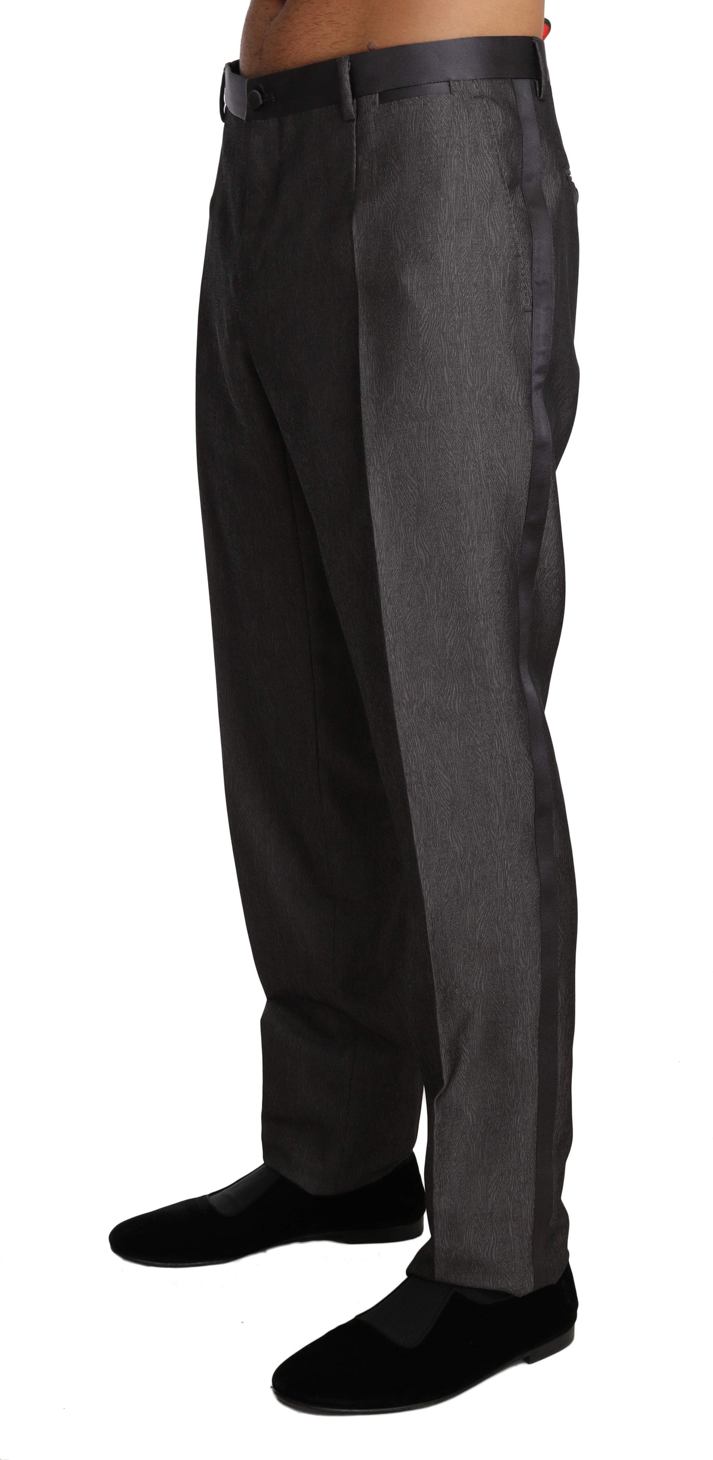 Dolce & Gabbana  Gray Wool Silk Patterned Formal Trousers #men, Brand_Dolce & Gabbana, Catch, Dolce & Gabbana, feed-agegroup-adult, feed-color-gray, feed-gender-male, feed-size-IT54 | XXL, Gender_Men, Gray, IT54 | XXL, Jeans & Pants - Men - Clothing, Kogan, Men - New Arrivals at SEYMAYKA