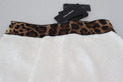 Dolce & Gabbana White Leopard Print High Waist Pants
