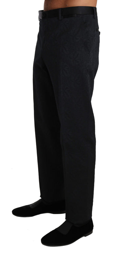 Dolce & Gabbana  Black Cotton Brocade Formal Trousers Pants #men, Black, Brand_Dolce & Gabbana, Catch, Dolce & Gabbana, feed-agegroup-adult, feed-color-black, feed-gender-male, feed-size-IT54 | L, Gender_Men, IT54 | L, Jeans & Pants - Men - Clothing, Kogan, Men - New Arrivals at SEYMAYKA