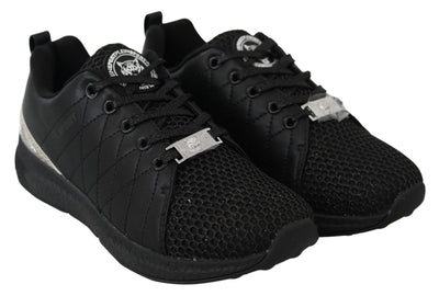 Plein Sport Black Polyester Runner Gisella Sneakers Black, EU37/US7, EU38/US8, EU39/US9, EU40/US10, feed-1, Plein Sport, Shoes - New Arrivals, Sneakers - Women - Shoes at SEYMAYKA