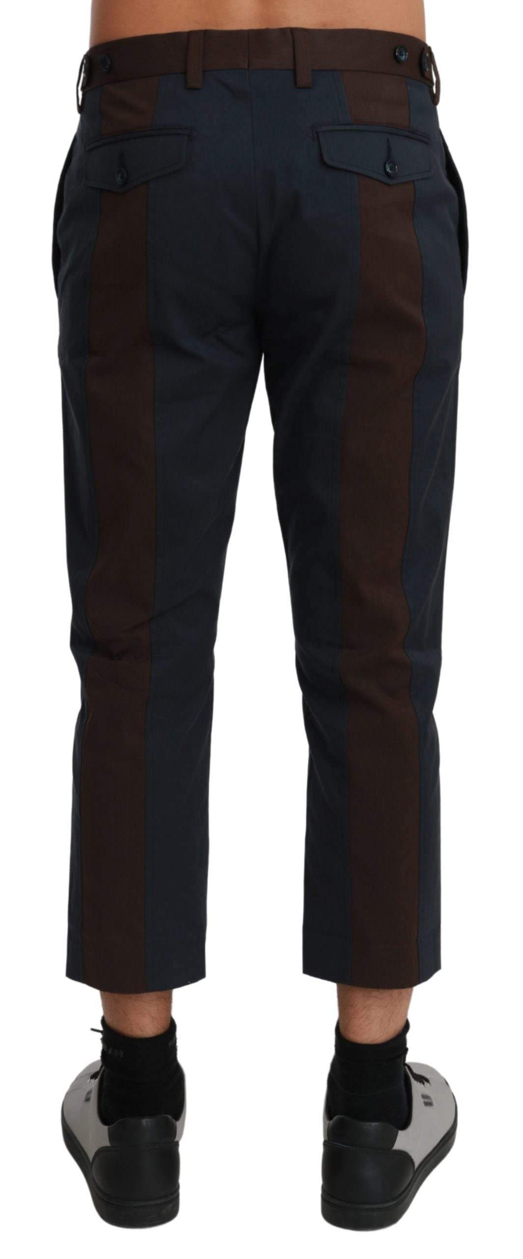 Dolce & Gabbana  Brown Stripes Cropped Trousers Pants #men, Brand_Dolce & Gabbana, Brown, Catch, Dolce & Gabbana, feed-agegroup-adult, feed-color-brown, feed-gender-male, feed-size-IT44 | XS, feed-size-IT48 | M, feed-size-IT50 | L, feed-size-IT52 | XL, feed-size-IT56 | XXL, Gender_Men, IT44 | XS, IT48 | M, IT50 | L, IT52 | XL, IT54 | XL, IT56 | XXL, Jeans & Pants - Men - Clothing, Kogan, Men - New Arrivals at SEYMAYKA