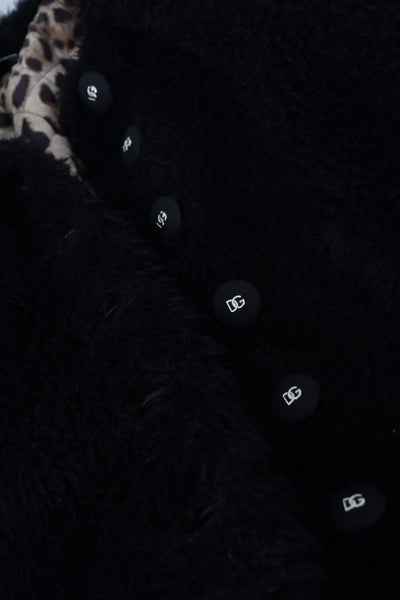 Black Cashmere Blend Faux Fur Coat Jacket