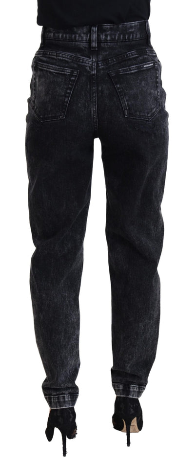 Dolce & Gabbana Black Washed Cotton High Waist Denim Jeans