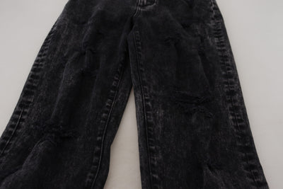 Dolce & Gabbana Black Washed Cotton High Waist Denim Jeans