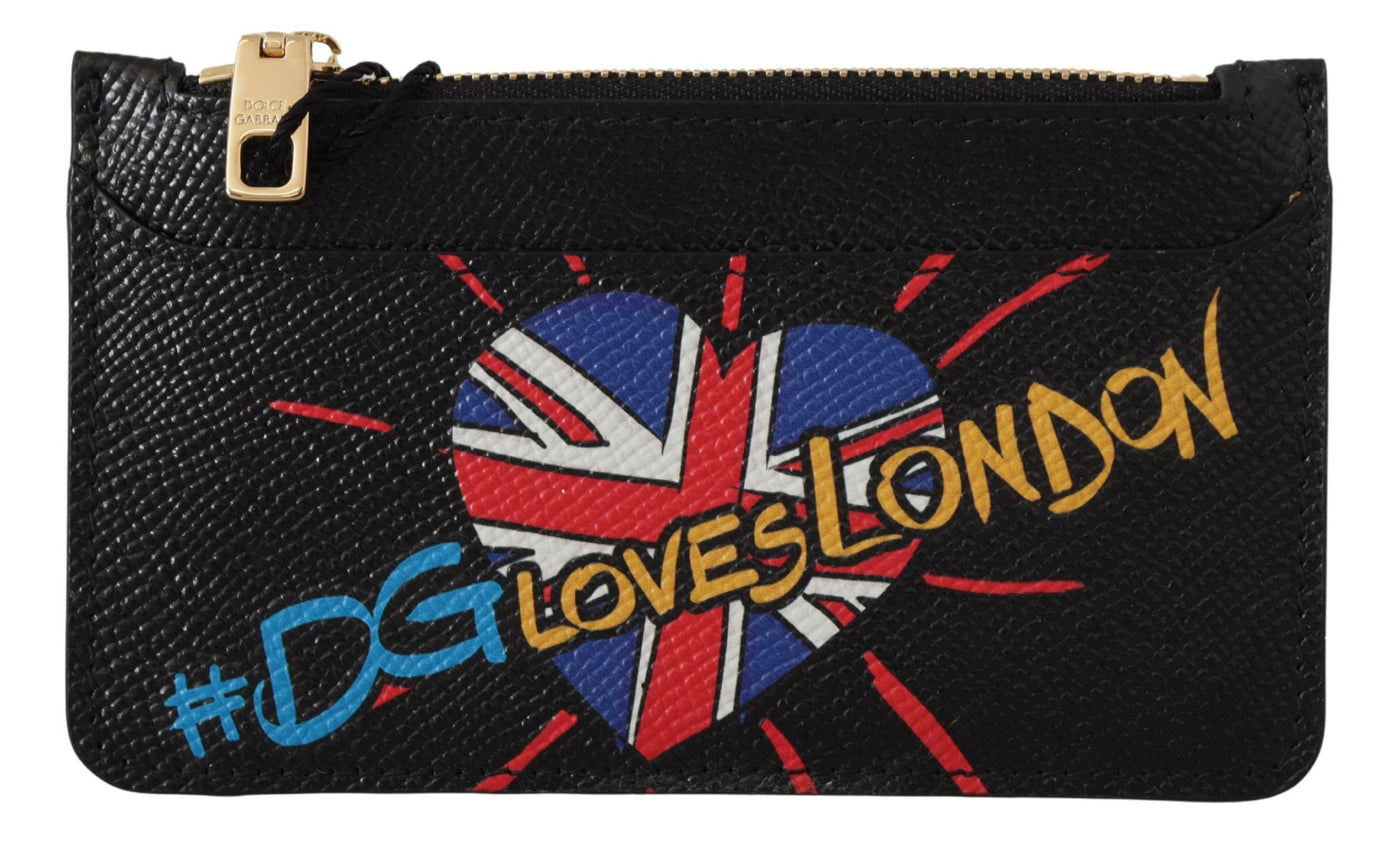 Dolce & Gabbana Black Leather #DGLovesLondon  Cardholder Coin Case  Wallet
