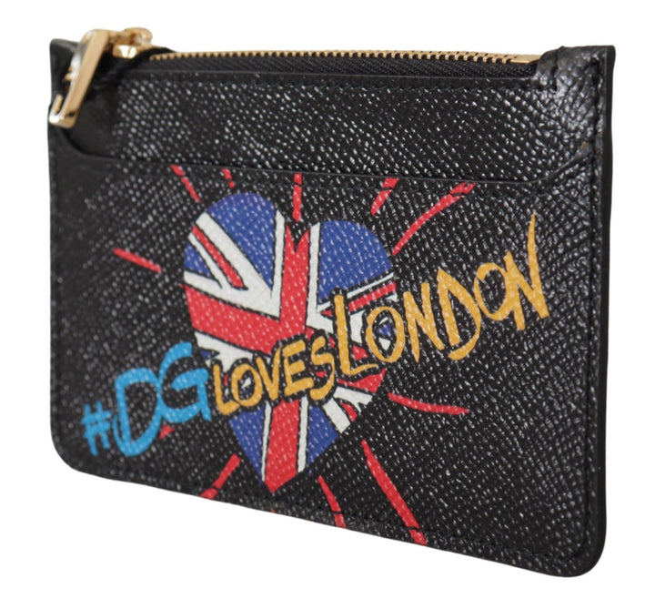 Dolce & Gabbana Black Leather #DGLovesLondon  Cardholder Coin Case  Wallet