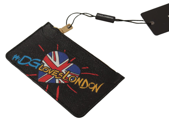 Dolce & Gabbana Black Leather #DGLovesLondon  Cardholder Coin Case  Wallet