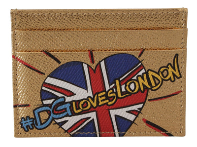 Dolce & Gabbana Gold Leather #DGLovesLondon  Cardholder Case Wallet