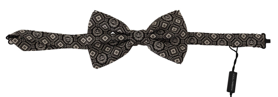 Dolce & Gabbana Black Fantasy Pattern Adjustable Neck Papillon Bow Tie