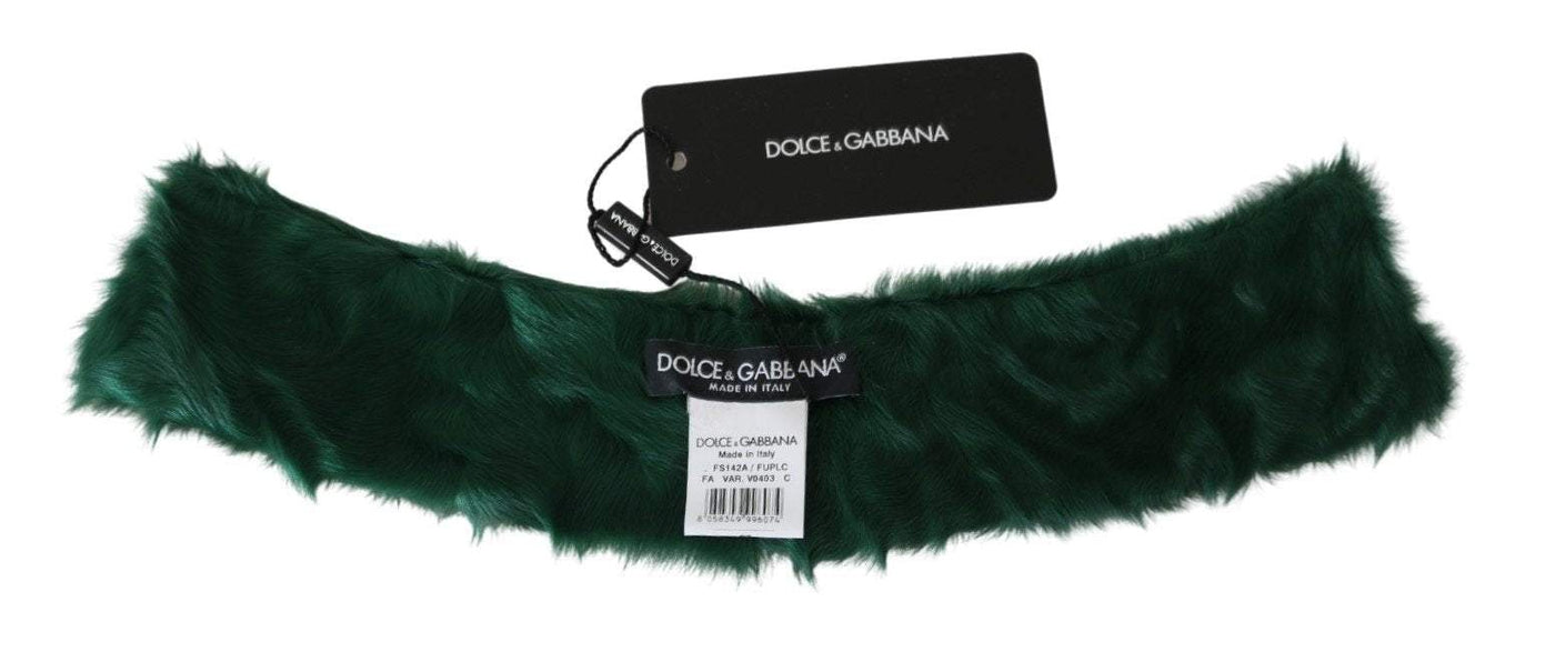 Dolce & Gabbana  Green Fur Neck Collar Wrap Lambskin Scarf #women, Accessories - New Arrivals, Brand_Dolce & Gabbana, Catch, Dolce & Gabbana, feed-agegroup-adult, feed-color-green, feed-gender-female, feed-size-OS, Gender_Women, Green, Kogan, Scarves - Women - Accessories at SEYMAYKA