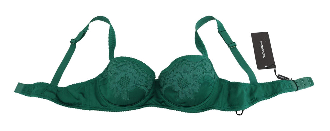 Dolce & Gabbana Green Silk Stretch Floral Lace Bra Underwear #women, Brand_Dolce & Gabbana, Catch, Dolce & Gabbana, feed-agegroup-adult, feed-color-green, feed-gender-female, feed-size-IT1 | XS, feed-size-IT2 | S, feed-size-IT3 | M, Gender_Women, Green, IT1 | XS, IT2 | S, IT3 | M, IT4 | L, Kogan, Underwear - Women - Clothing, Women - New Arrivals at SEYMAYKA