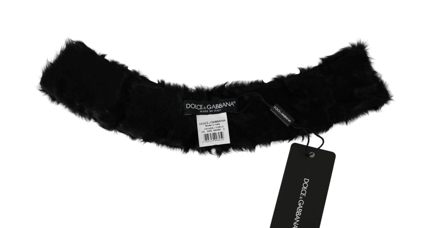 Dolce & Gabbana  Black Fur Neck Collar Wrap Lambskin Scarf #women, Accessories - New Arrivals, Black, Brand_Dolce & Gabbana, Catch, Dolce & Gabbana, feed-agegroup-adult, feed-color-black, feed-gender-female, feed-size-OS, Gender_Women, Kogan, Scarves - Women - Accessories at SEYMAYKA