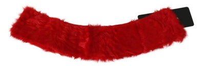 Dolce & Gabbana  Red Fur Neck Collar Wrap Lambskin Scarf #women, Accessories - New Arrivals, Brand_Dolce & Gabbana, Catch, Dolce & Gabbana, feed-agegroup-adult, feed-color-red, feed-gender-female, feed-size-OS, Gender_Women, Kogan, Red, Scarves - Women - Accessories at SEYMAYKA
