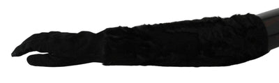 Dolce & Gabbana  Black Elbow Length Mitten Suede Fur Gloves #women, 7.5|S, Accessories - New Arrivals, Black, Brand_Dolce & Gabbana, Catch, Dolce & Gabbana, feed-agegroup-adult, feed-color-black, feed-gender-female, feed-size-7.5|S, Gender_Women, Gloves - Women - Accessories, Kogan at SEYMAYKA