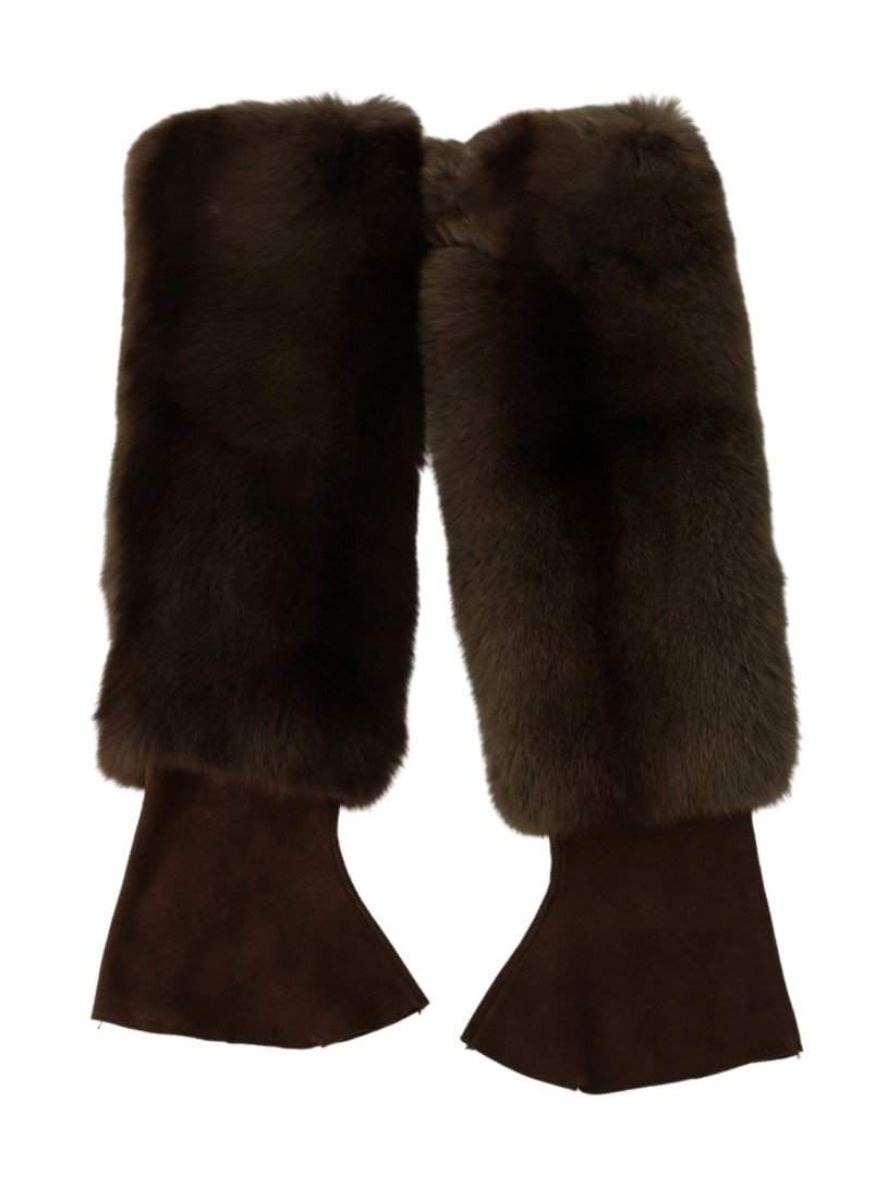 Dolce & Gabbana  Brown Elbow Length Finger Less Fur Gloves #women, 7.5|S, Accessories - New Arrivals, Brand_Dolce & Gabbana, Brown, Catch, Dolce & Gabbana, feed-agegroup-adult, feed-color-brown, feed-gender-female, feed-size-7.5|S, Gender_Women, Gloves - Women - Accessories, Kogan at SEYMAYKA