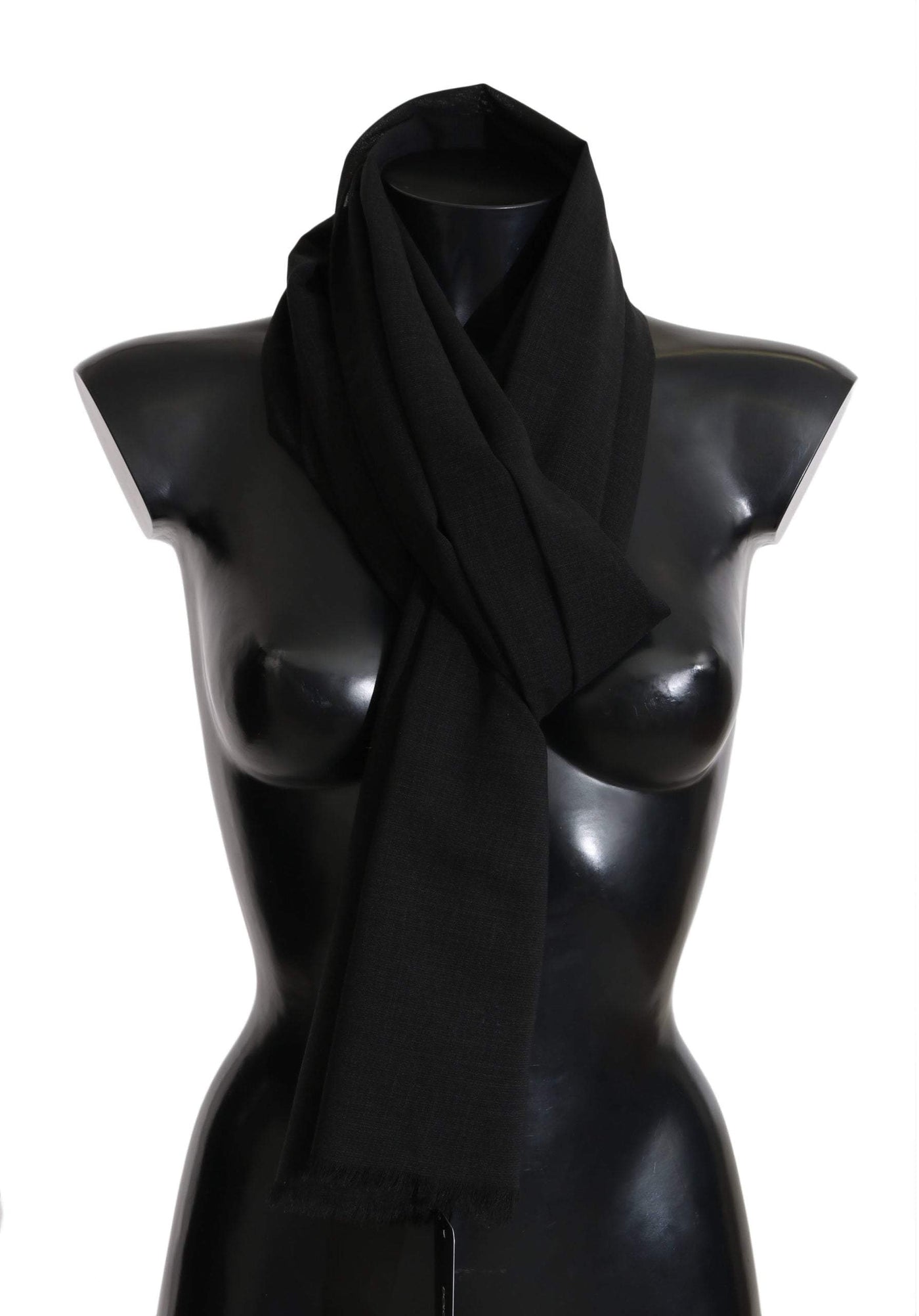 Dolce & Gabbana Solid Black Wool Blend Shawl Wrap 70cm X 200cm Scarf #women, Accessories - New Arrivals, Black, Dolce & Gabbana, feed-agegroup-adult, feed-color-black, feed-gender-female, Scarves - Women - Accessories at SEYMAYKA