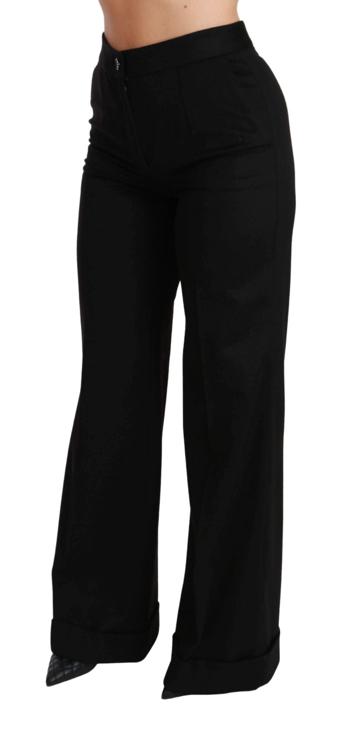 Dolce & Gabbana  Black Wide Leg Flared Trouser Cashmere Pants #women, Black, Brand_Dolce & Gabbana, Catch, Dolce & Gabbana, feed-agegroup-adult, feed-color-black, feed-gender-female, feed-size-IT38|XS, feed-size-IT40|S, Gender_Women, IT38|XS, IT40|S, Jeans & Pants - Women - Clothing, Kogan, Women - New Arrivals at SEYMAYKA