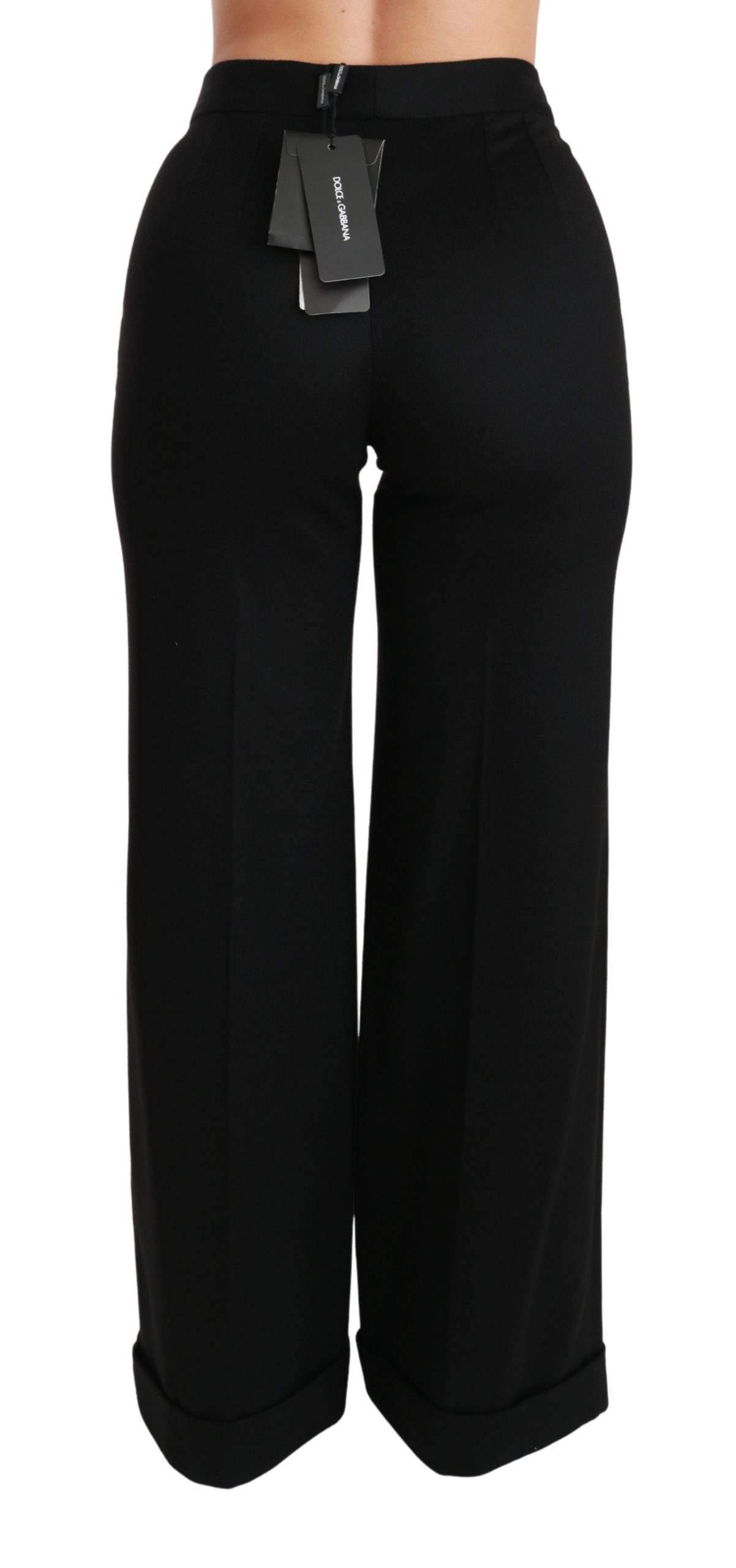 Dolce & Gabbana  Black Wide Leg Flared Trouser Cashmere Pants #women, Black, Brand_Dolce & Gabbana, Catch, Dolce & Gabbana, feed-agegroup-adult, feed-color-black, feed-gender-female, feed-size-IT38|XS, feed-size-IT40|S, Gender_Women, IT38|XS, IT40|S, Jeans & Pants - Women - Clothing, Kogan, Women - New Arrivals at SEYMAYKA